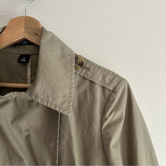 Vintage GAP Tan Beige Button Down Trench Coat sz M - Picture 6 of 7